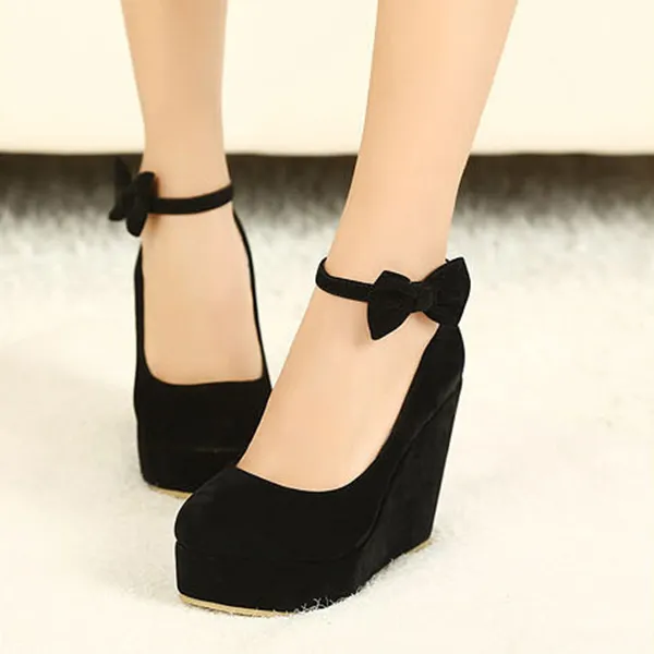 Red/Black Bow Single Heels Shoes AD10239