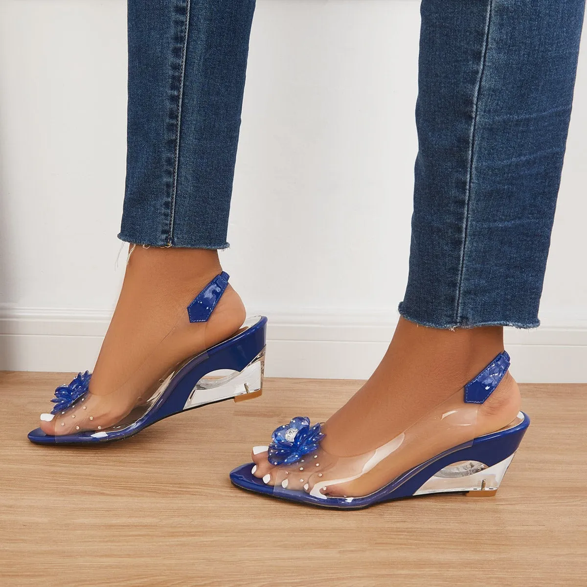 Sohiwoo  Women's Summer Flower Sandals Beach Slingback Sandals