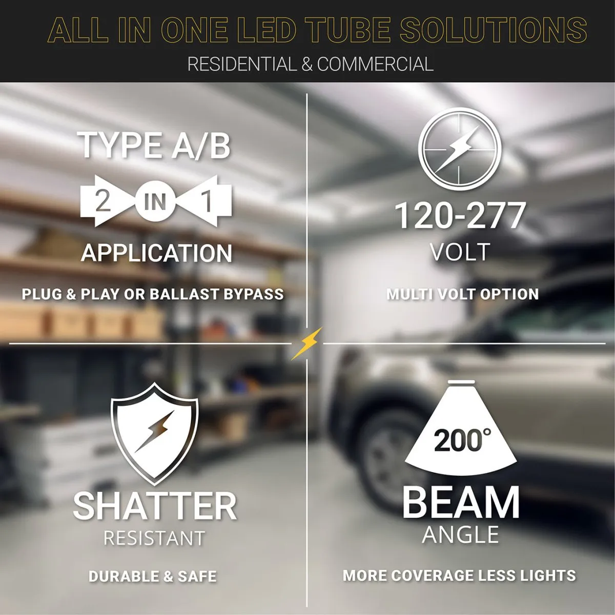 T8 LED Tube Lights 4FT - 3500K - Type A&B - Plug and Play or Ballast Bypass - 18W - 2200LM - Double Ended - 30 Pack